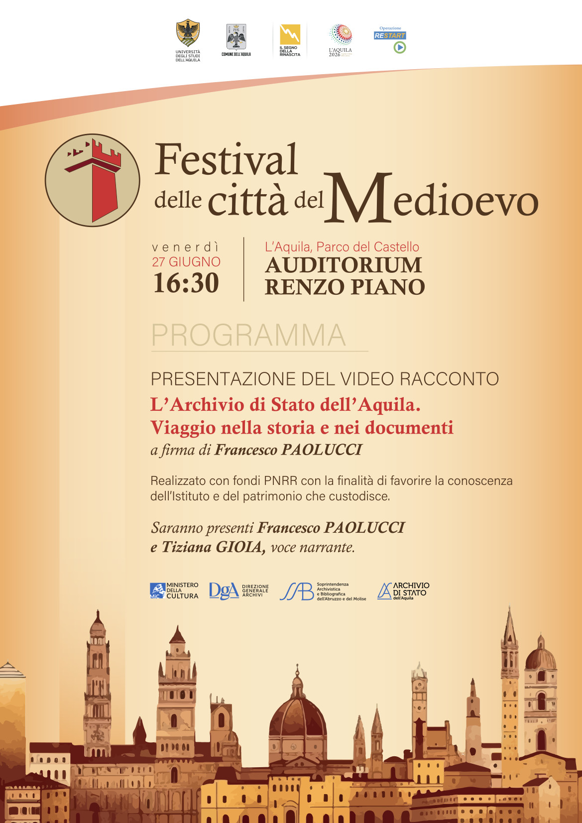Festival delle città del Medioevo - Presentazione video racconto sull’ Archivio di Stato dell’Aquila